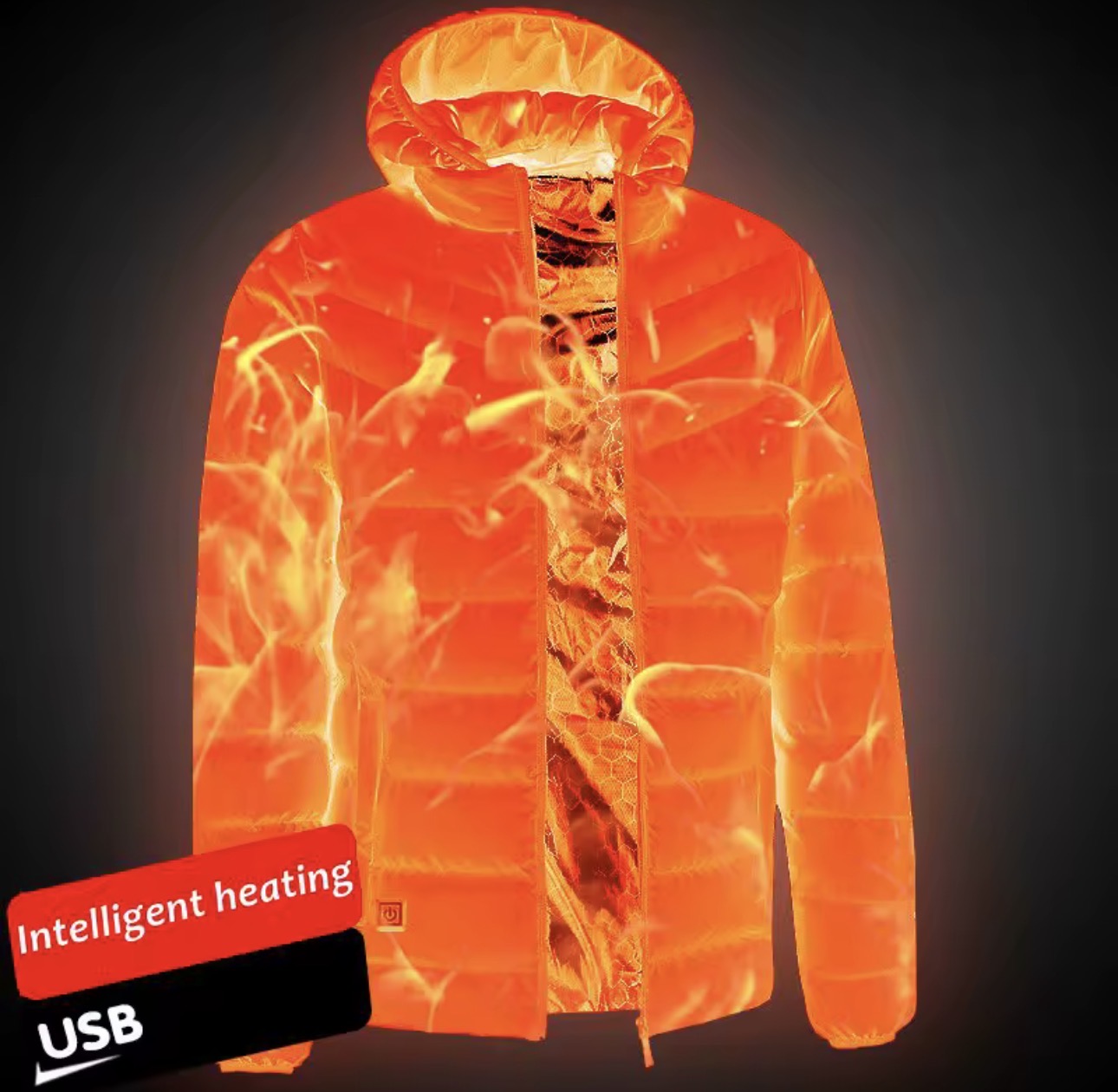 Men's parka Winter Warm USB Heating Jackets Smart Thermostat Pure Color Hooded Heated Clothing male bobojaco Warm padded jacket