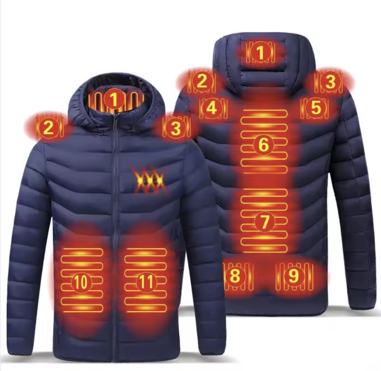 Men's parka Winter Warm USB Heating Jackets Smart Thermostat Pure Color Hooded Heated Clothing male bobojaco Warm padded jacket