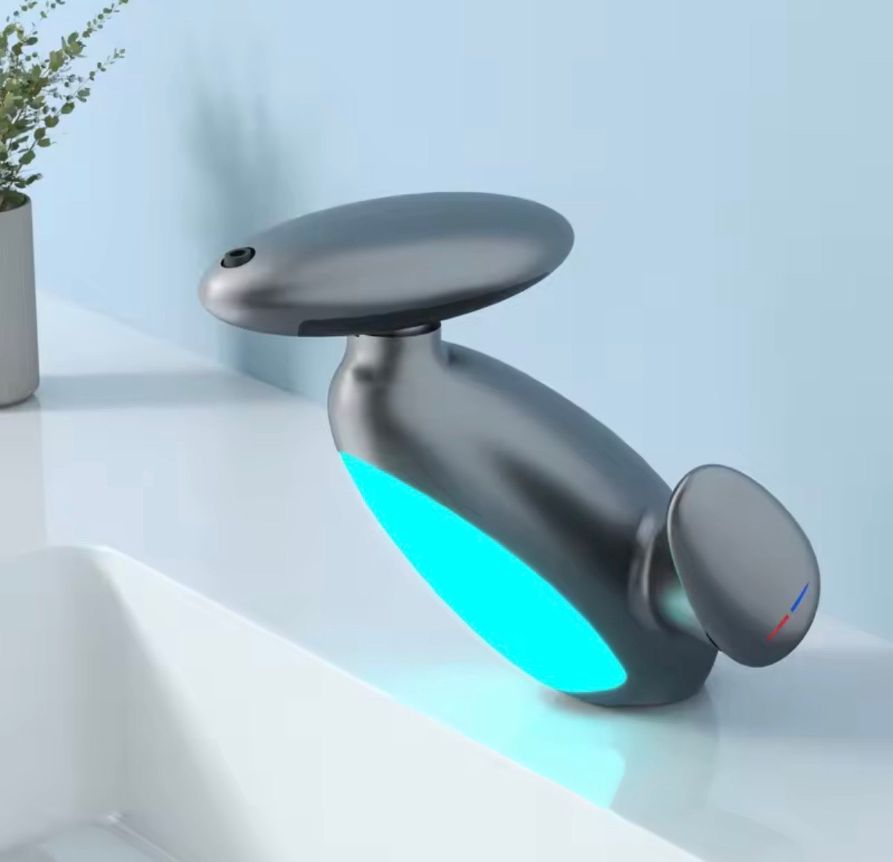 Bathroom Basin Faucet With Led Light Tap Penguin pull-out Basin Deck Mounted Sink Mixers 3 Colors Change Rotate the upper spray