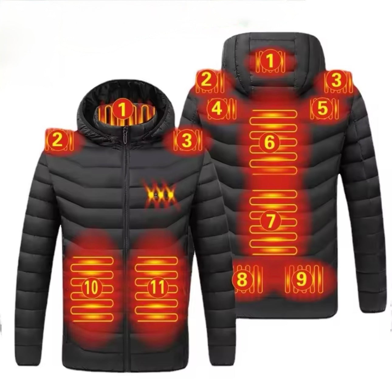 Men's parka Winter Warm USB Heating Jackets Smart Thermostat Pure Color Hooded Heated Clothing male bobojaco Warm padded jacket