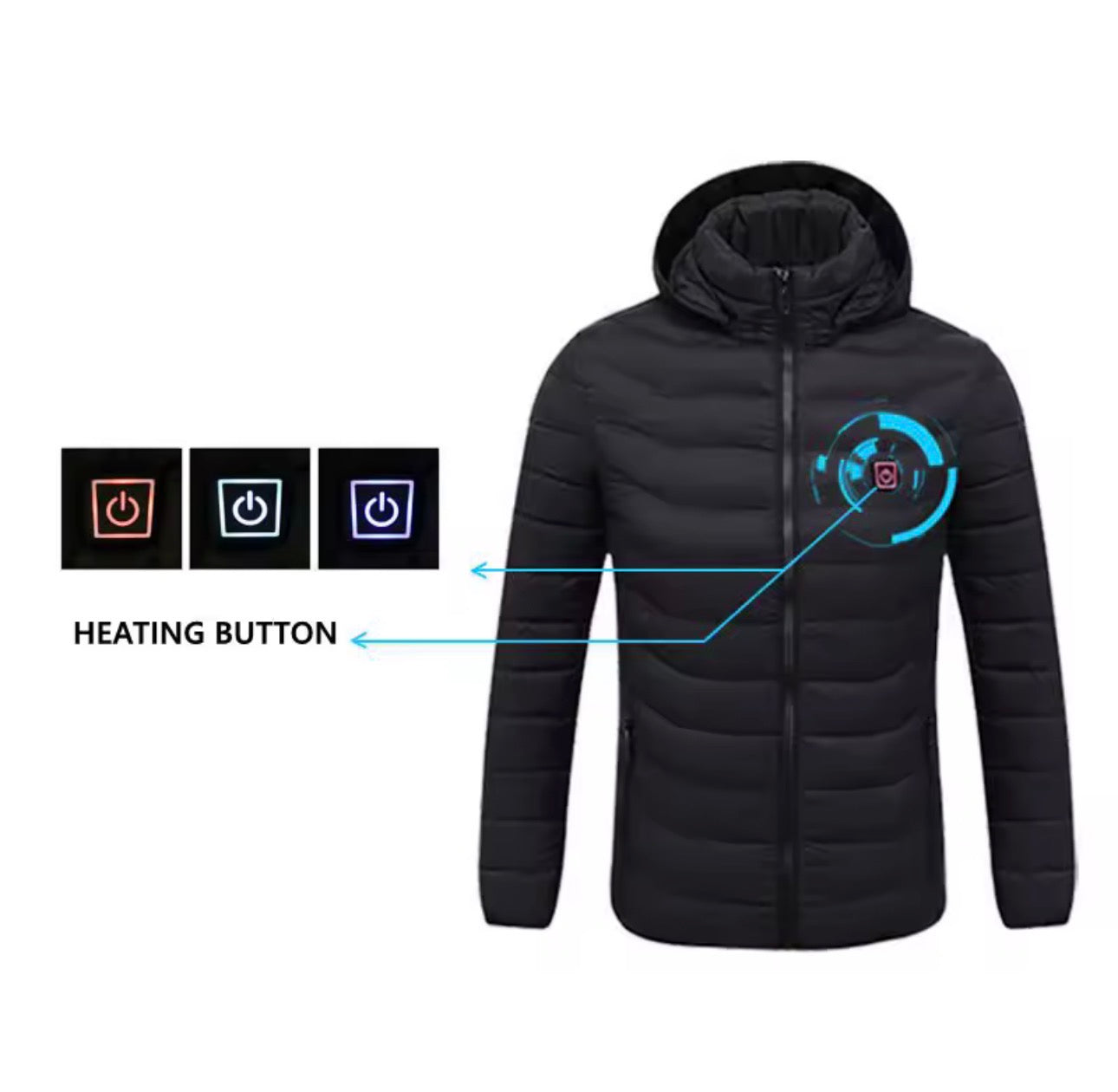 Men's parka Winter Warm USB Heating Jackets Smart Thermostat Pure Color Hooded Heated Clothing male bobojaco Warm padded jacket